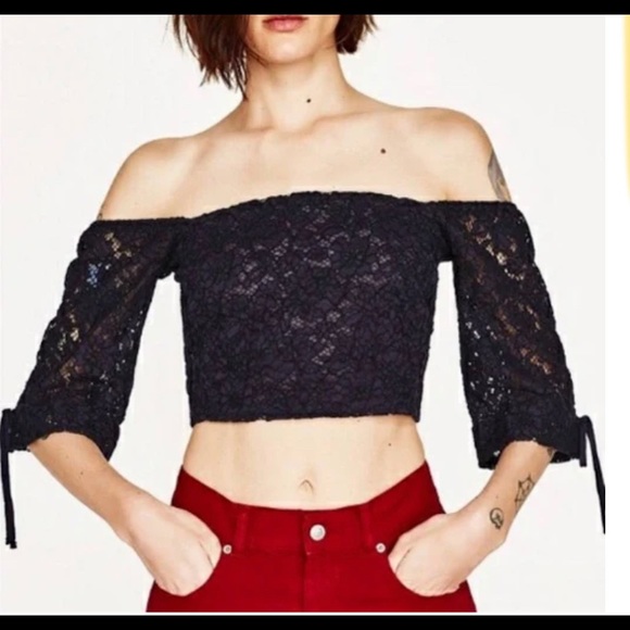 Zara Tops - ZARA NWT Sz M Feminine Lace Crop Top